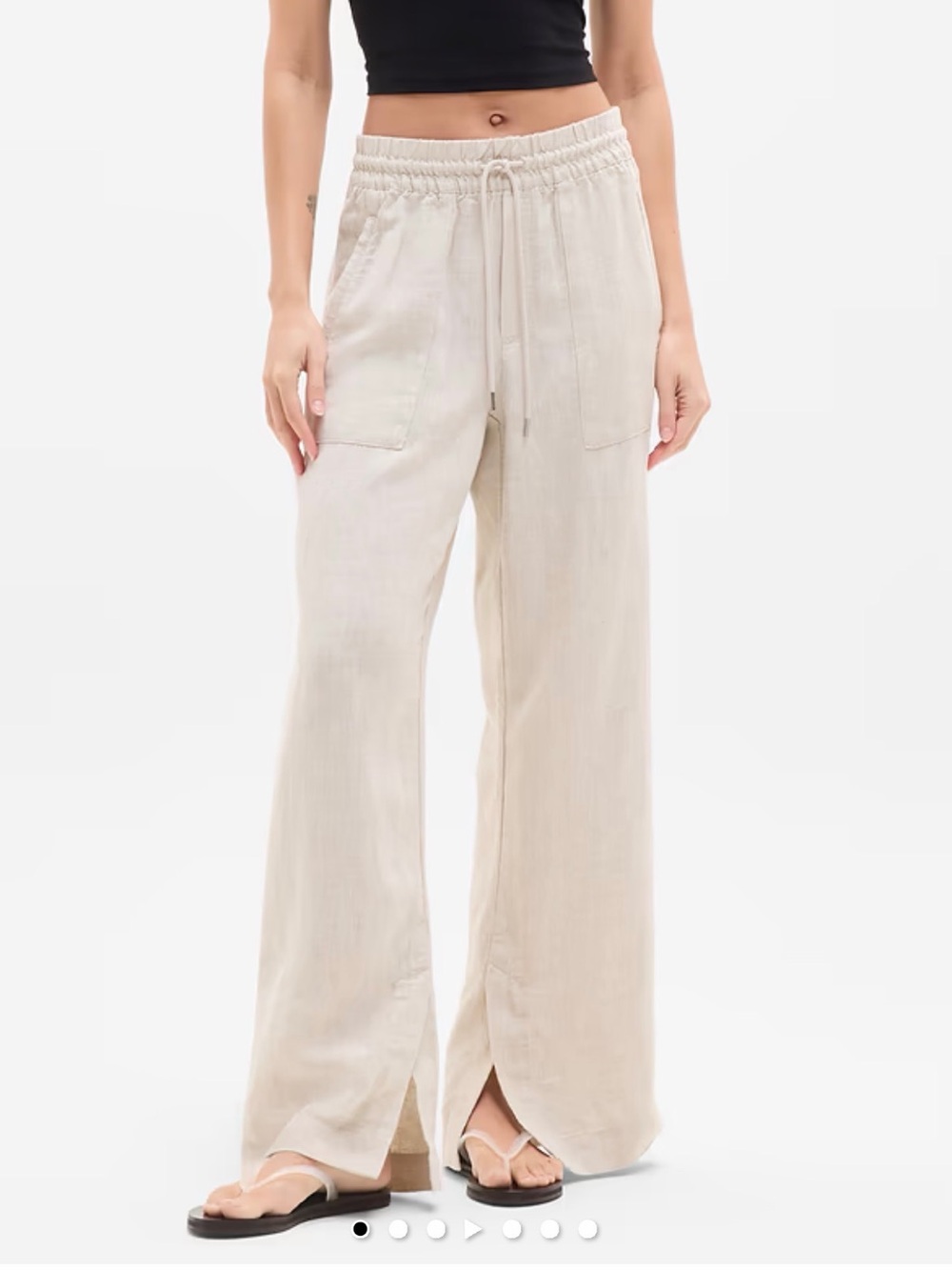 Athleta Retreat Wide-Leg Linen-Blend Pants in Light Tan